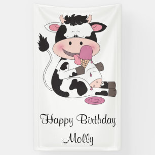 Cute Baby Cow Cartoon With His Favourite Treat Banner