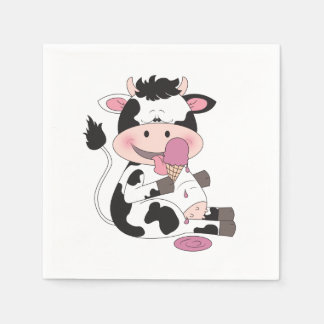 Cute Baby Cow Cartoon With His Favourite Treat Napkin