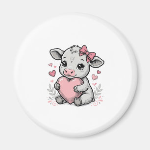Cute Baby Cow Heart Vintage Engraving Shirt Design Magnet