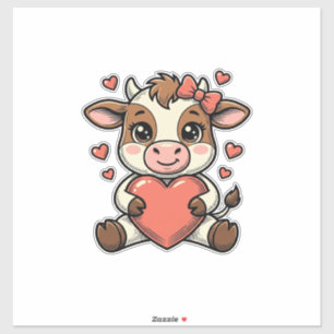 Cute Baby Cow Holding Heart Vintage Engraving Shir