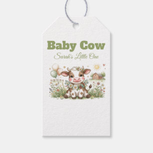 Cute Baby Cow Watercolor Farmhouse Baby Shower  Gift Tags