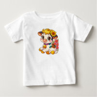 Cute Baby Cow with Flowers Tshirt