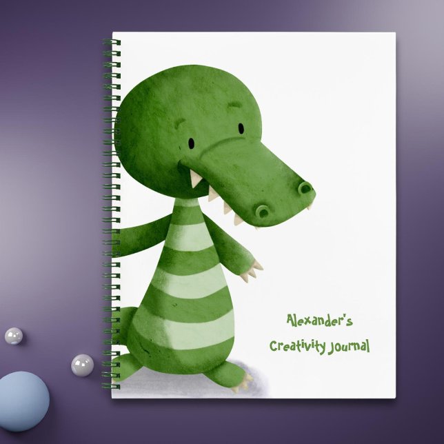 Cute Baby Crocodile Illustration Personalised Notebook (Creator Uploaded)