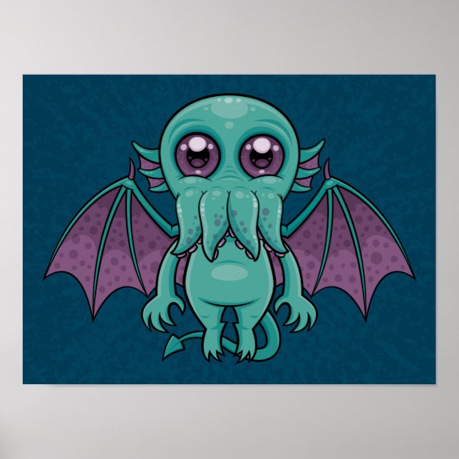 Cute Baby Cthulhu Monster Poster (Front)