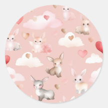 Cute Baby Cupid Animals Stickers – Watercolor