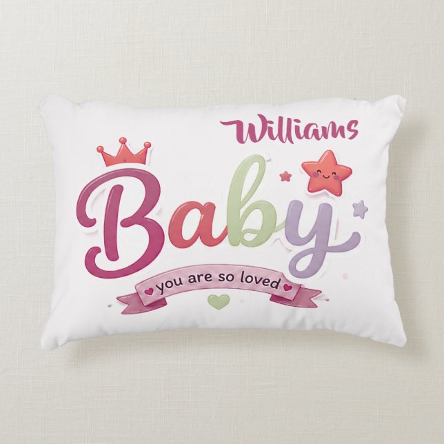 Cute Baby Custom Typography Decorative Cushion (Front)