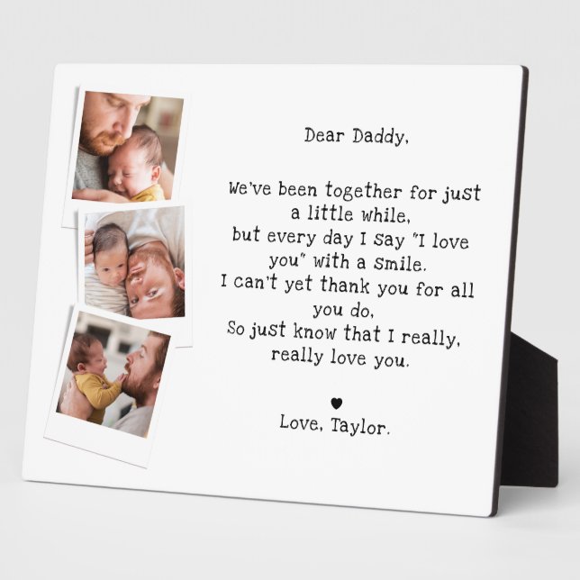 Cute Baby Dad Poem & 3 Photos Tabletop Plaque (Side)