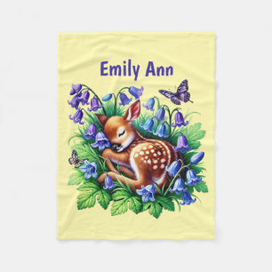 Cute baby deer add name ` fleece blanket