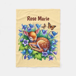 Cute baby deer add name fleece blanket