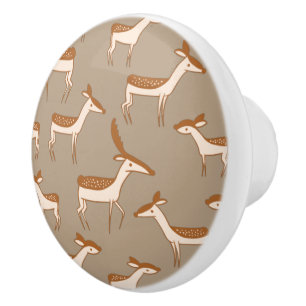 Cute Baby Deer and Family Ceramic Knob