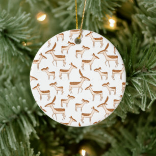 Cute Baby Deer and Family Ceramic Tree Decoration