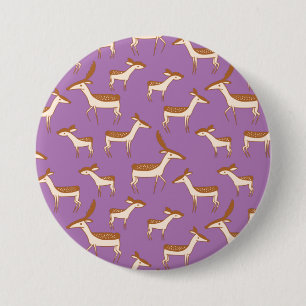 Cute Baby Deer and Family on Lavender Purple 7.5 Cm Round Badge