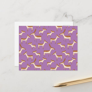 Cute Baby Deer and Family on Lavender Purple Postcard