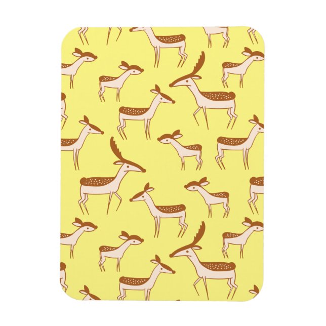 Cute Baby Deer and Family on Pastel Yellow Magnet (Vertical)