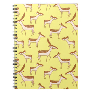 Cute Baby Deer and Family on Pastel Yellow Notebook