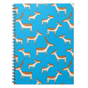 Cute Baby Deer and Family on Sky Blue Notebook
