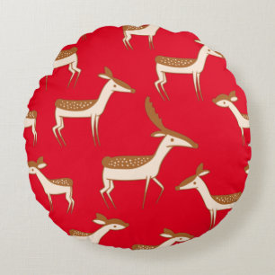 Cute Baby Deer and Family Round Cushion