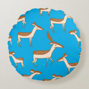 Cute Baby Deer and Family Round Cushion