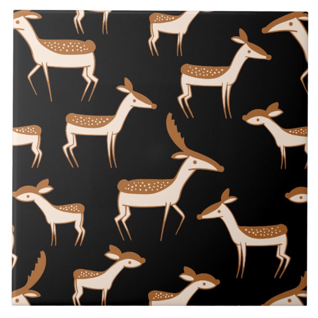 Cute Baby Deer and Family Tile (Front)