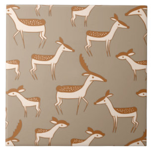 Cute Baby Deer and Family Tile