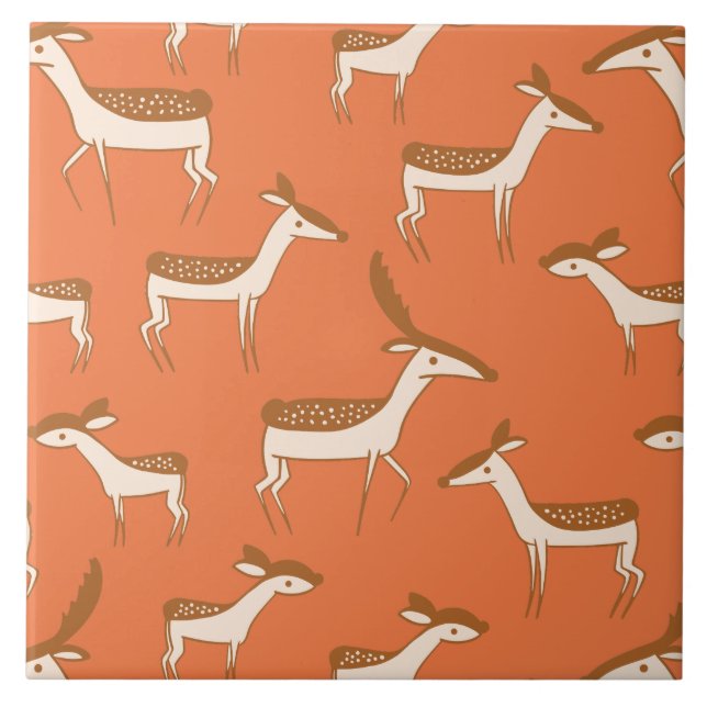 Cute Baby Deer and Family Tile (Front)