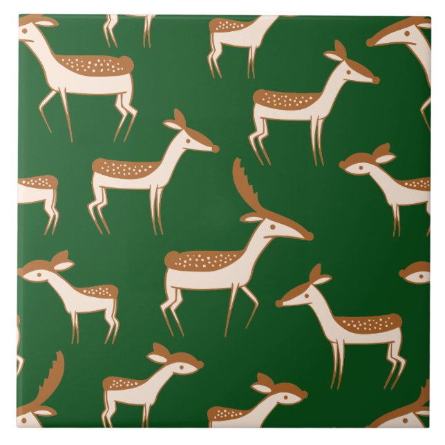 Cute Baby Deer and Family Tile (Front)