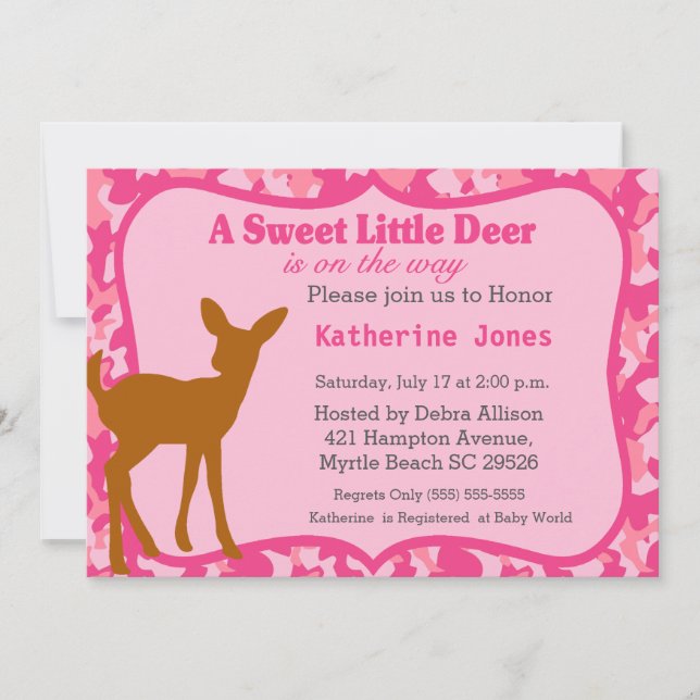 Cute Baby Deer Baby Shower Invitation (Front)