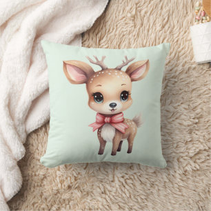  Cute Baby Deer Cartoon Illustration Cushion