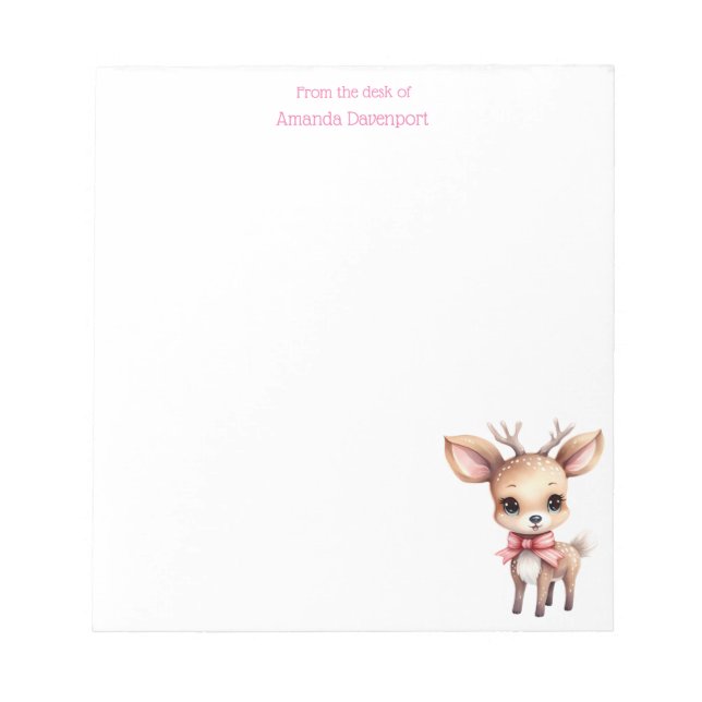 Cute Baby Deer Cartoon Illustration Notepad (Front)