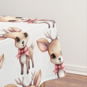 Cute Baby Deer Cartoon Illustration Pattern Tablecloth