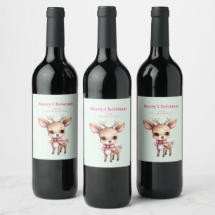 Cute Baby Deer Cartoon Illustration Wine Label