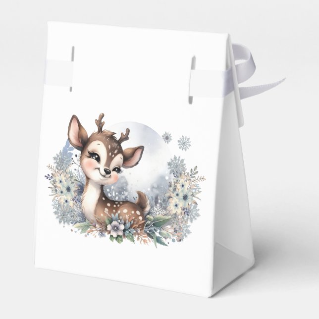Cute baby deer christmas birthday winter party  favour box (Back Side)