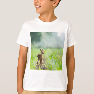 Cute Baby Deer Fawn in Grass Nature Photography T-Shirt