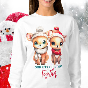 Cute baby deer First Christmas together T-Shirt Sweatshirt