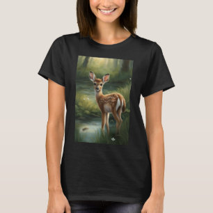 Cute Baby Deer In Forest Woodland Women's T-Shirt