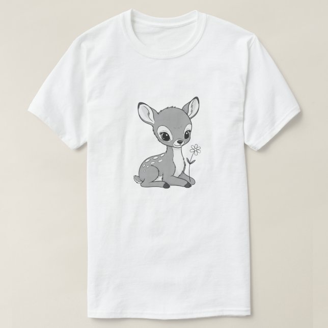 Cute Baby Deer Nursery Wall Art – Woodland Animal T-Shirt (Design Front)