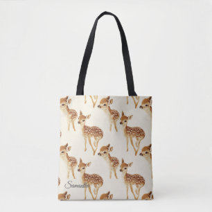 Cute Baby Deer Pattern Personalised Tote Bag