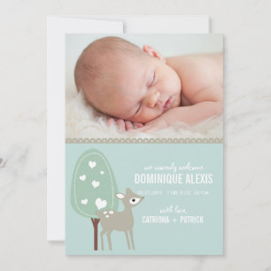 Cute Baby Deer Photo Birth Announcements