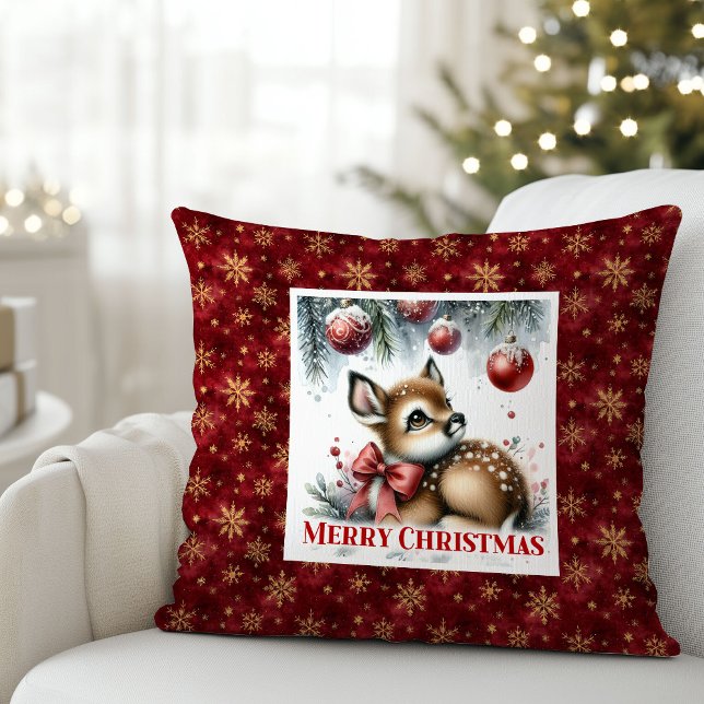 Cute Baby Deer Snowy Forest Kids Gift Christmas  Cushion (Cute Baby Deer Snowy Forest Kids Gift Christmas Pillow

)