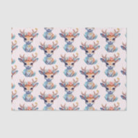 Cute Baby Deer with Antlers and Flowers Pattern