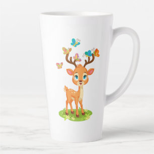Cute Baby Deer with Butterflies-47568 Latte Mug