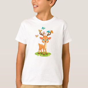 Cute Baby Deer with Butterflies-47568 T-Shirt
