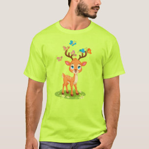Cute Baby Deer with Butterflies-47568 T-Shirt
