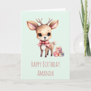Cute Baby Deer with Gifts Birthday Card