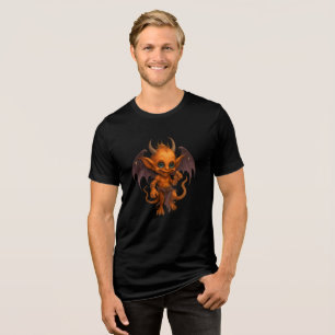 Cute Baby Demon with Big Eyes & Wings Tri-Blend Shirt