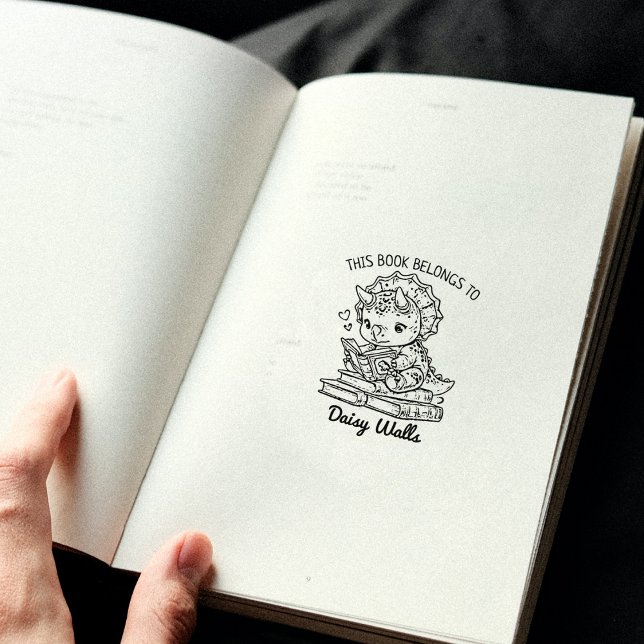 Cute Baby Dino Bookplate Rubber Stamp (Creator Uploaded)