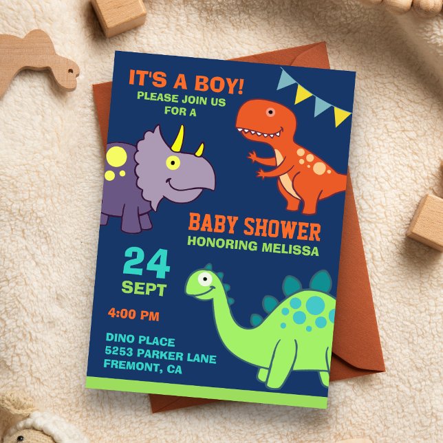 Cute Baby Dinosaur Baby Shower Invitation (Creator Uploaded)