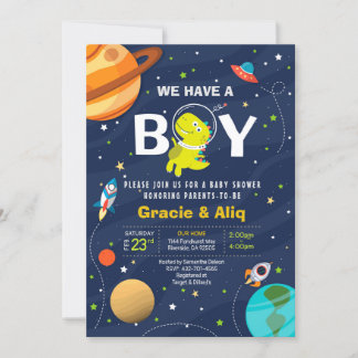 Cute Baby Dinosaur baby shower invitation BOY