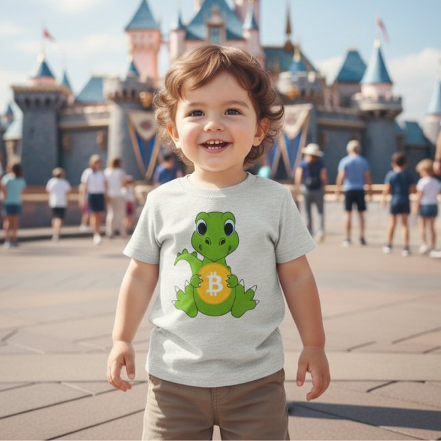 Cute Baby Dinosaur Bitcoin Crypto Graphic Toddler  Baby T-Shirt (Creator Uploaded)