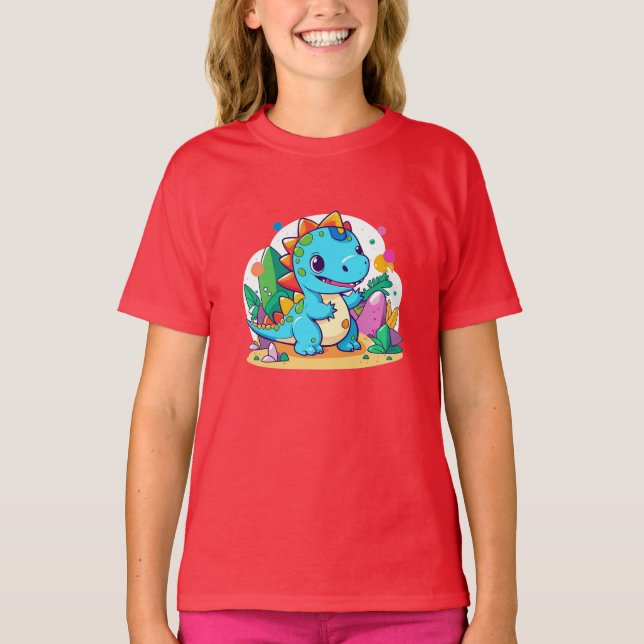 Cute Baby Dinosaur Design T-Shirt (Front)